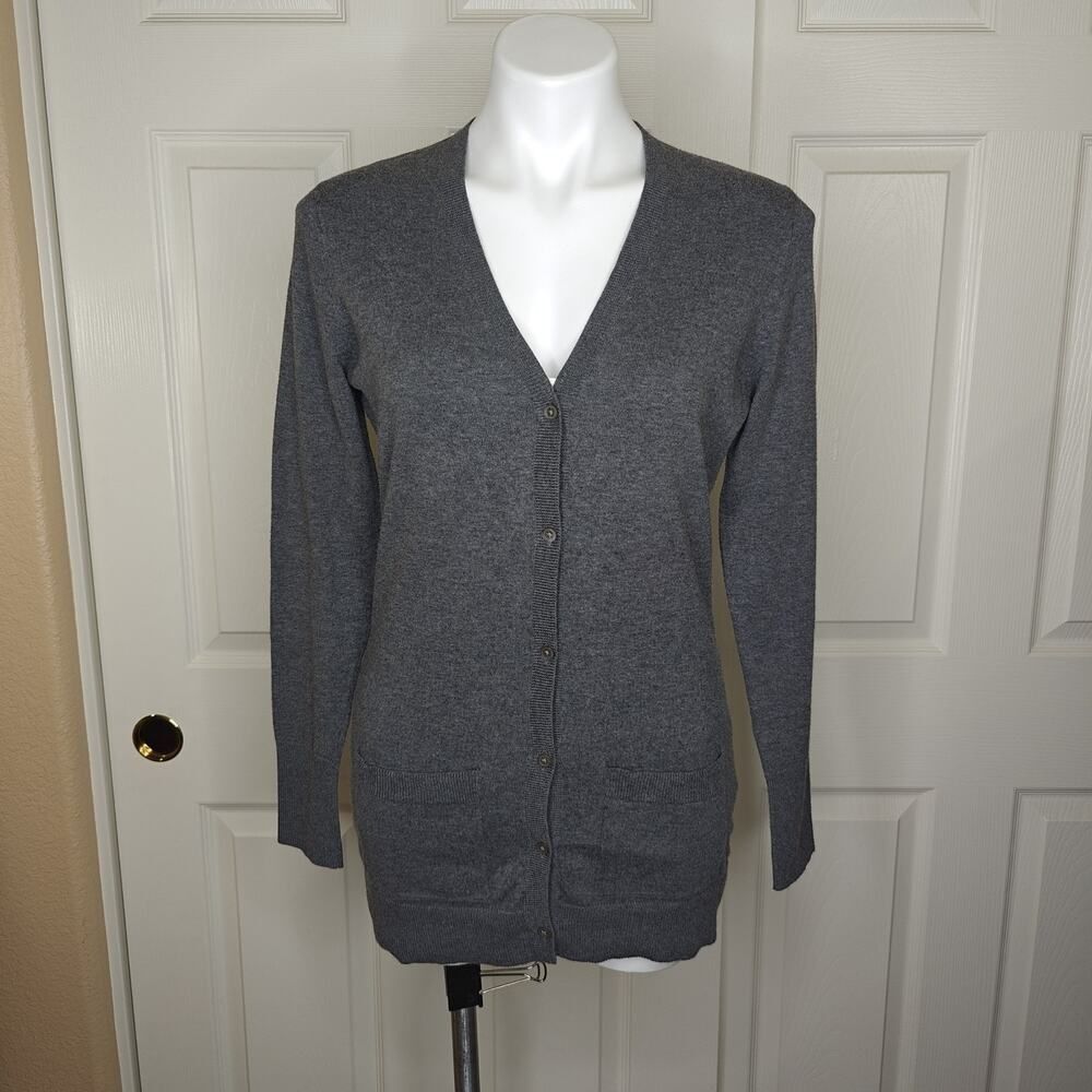 Lands' End soft long gray V-neck cardigan sz XSP